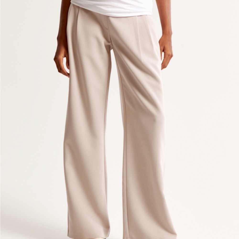 Abercrombie & Fitch Wide Leg Maternity Pants in Light Beige
